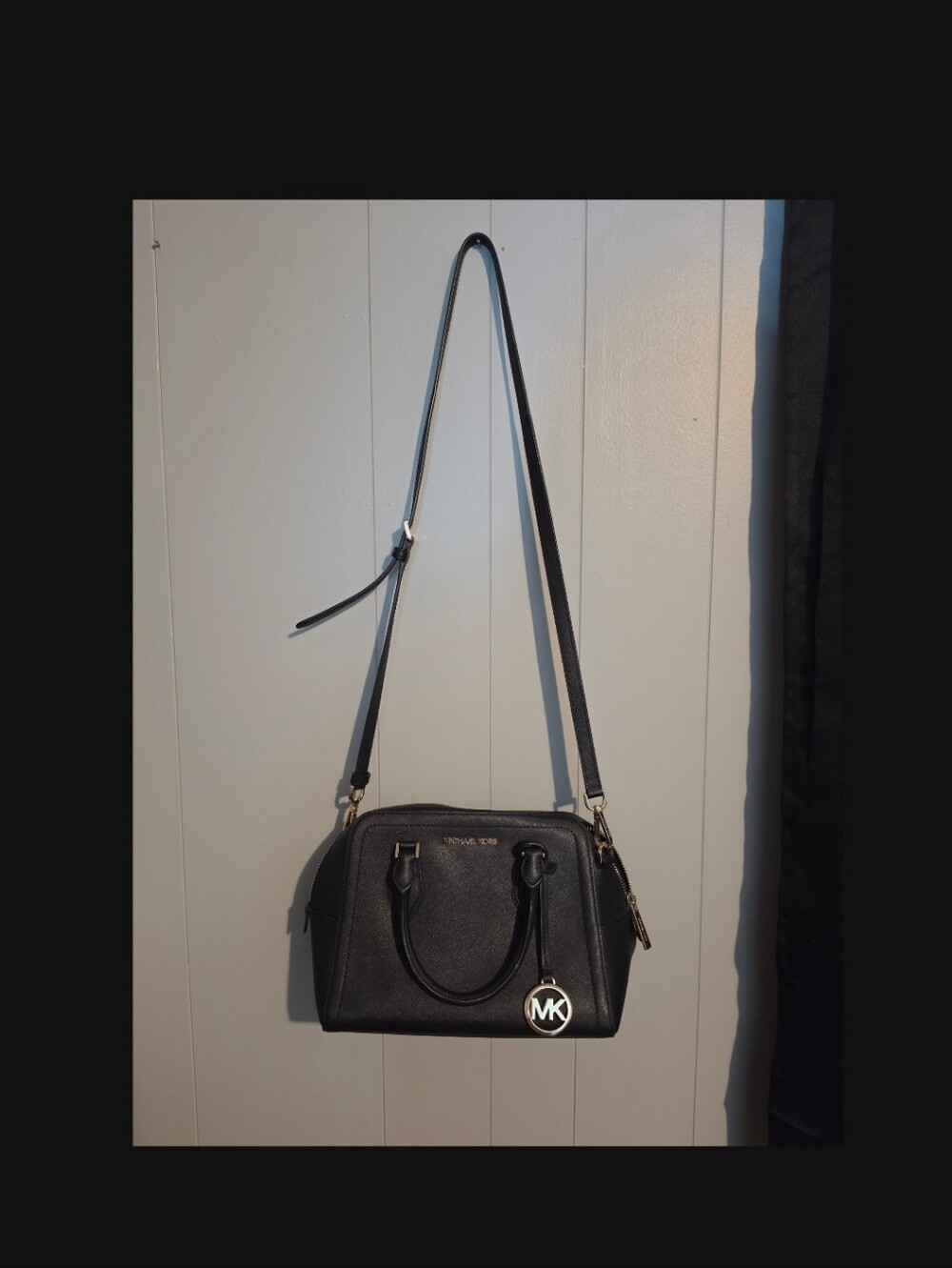 Michael Kors Black Leather Large Dome Satchel Bag